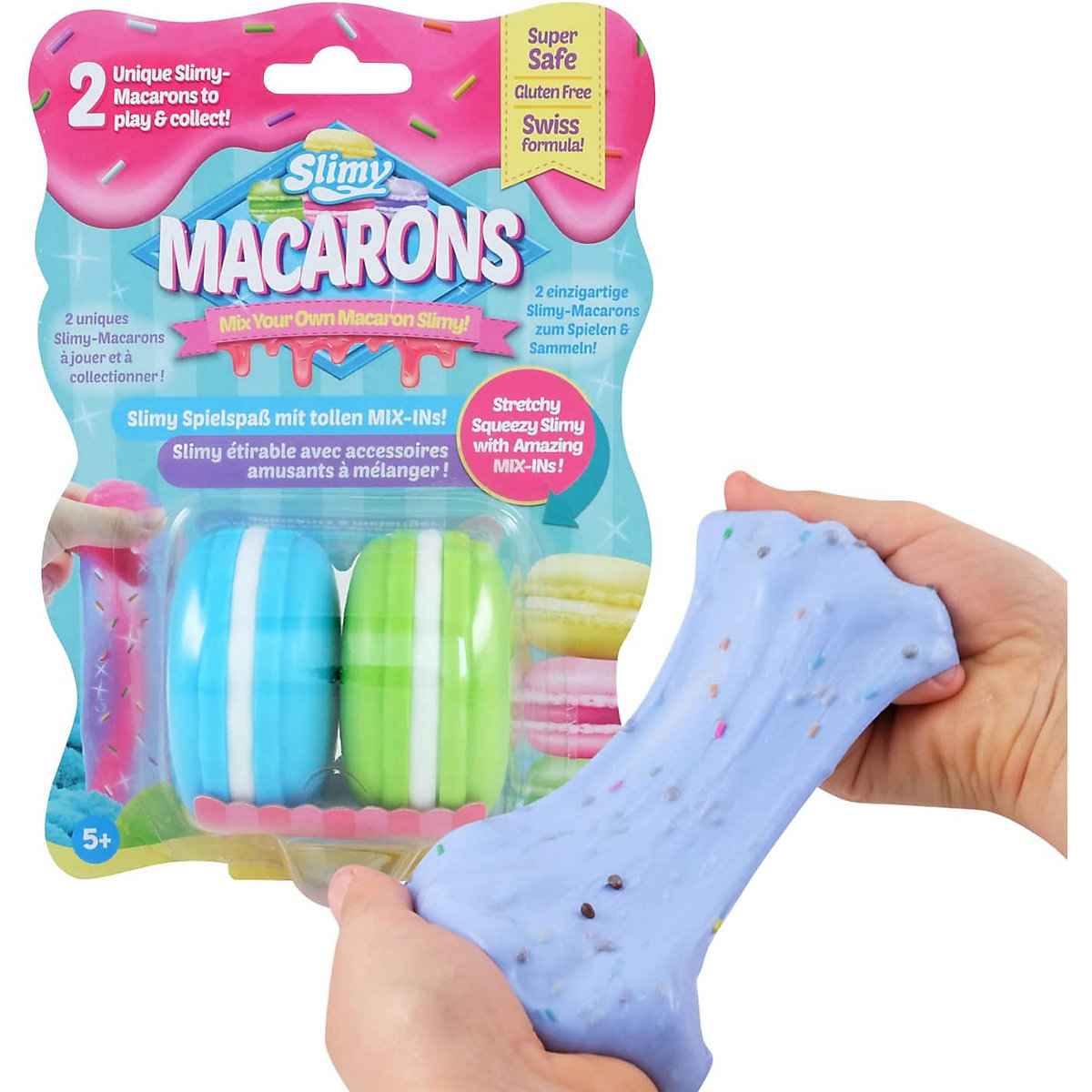 SLIMY® Macarons 2 x 50g - Original Slimy Slime Set mit verschiedenen Spielmassen, Glitzer und Streusel zum Einkneten