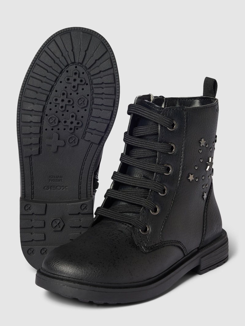 Schnürboots mit Zier-Applikationen Modell 'ECLAIR' in schwarz