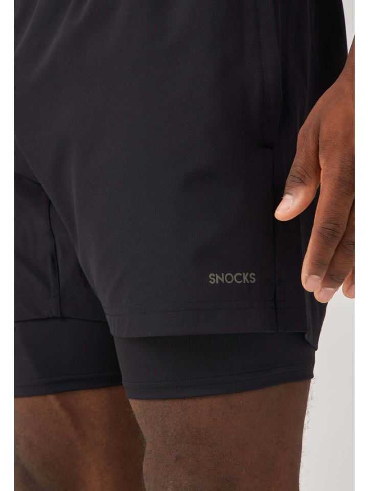 SNOCKS 2 in 1 Tainingshorts Herren 1 Stück in Schwarz günstig kaufen