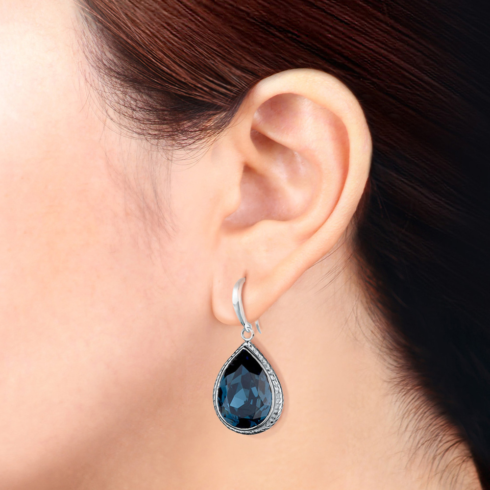Elli Elli Boucles d'Oreilles Tropfen Kristalle Elegant 925 Silber Boucles d'oreilles