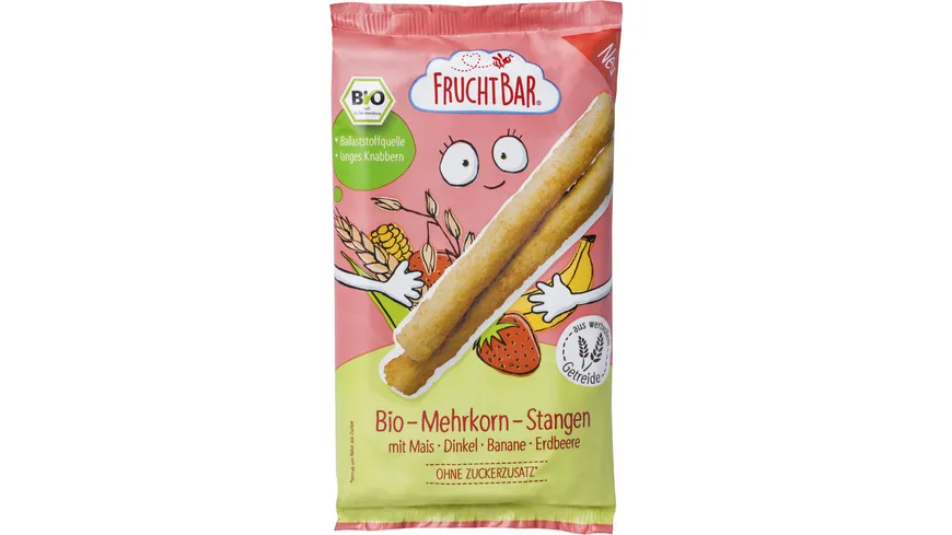 FRUCHTBAR Bio-Mehrkorn-Stangen mit Mais, Dinkel, Banane, Erdbeere 30 g