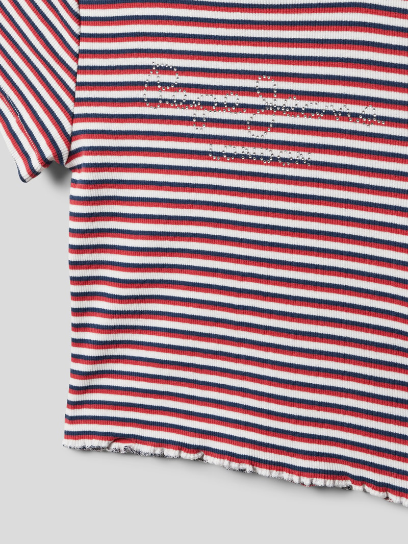 T-Shirt mit Streifenmuster Modell 'NAZAIRE' in offwhite