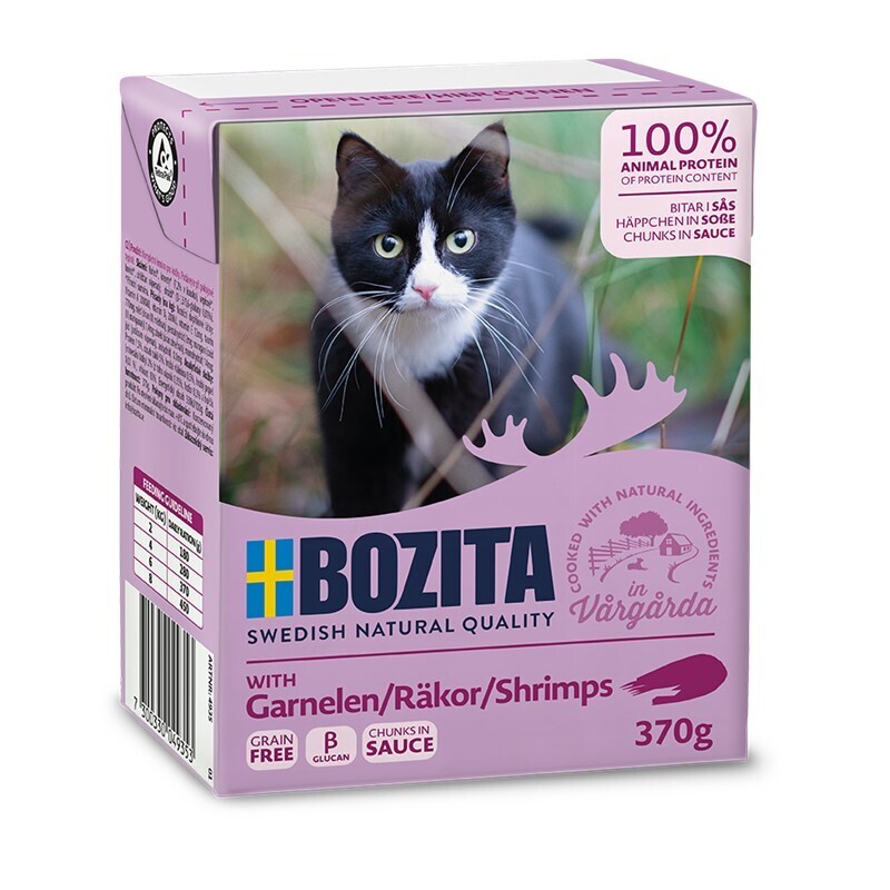 BOZITA Nassfutter BOZITA Häppchen in Soße 6x370g Garnelen