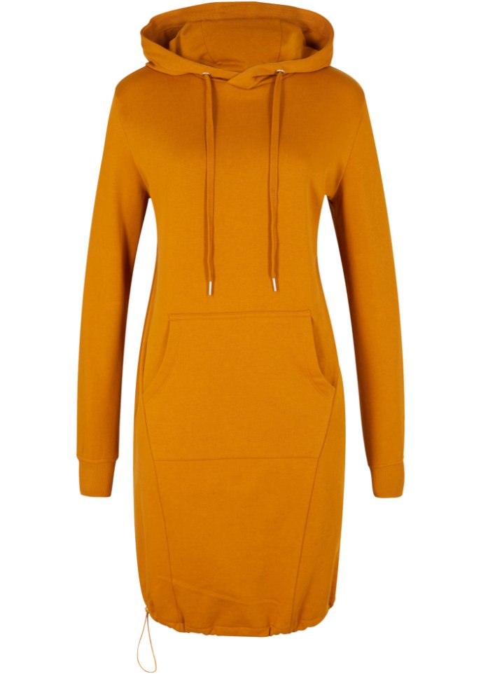 Sweatkleid mit Kapuze und Gummizug am Saum