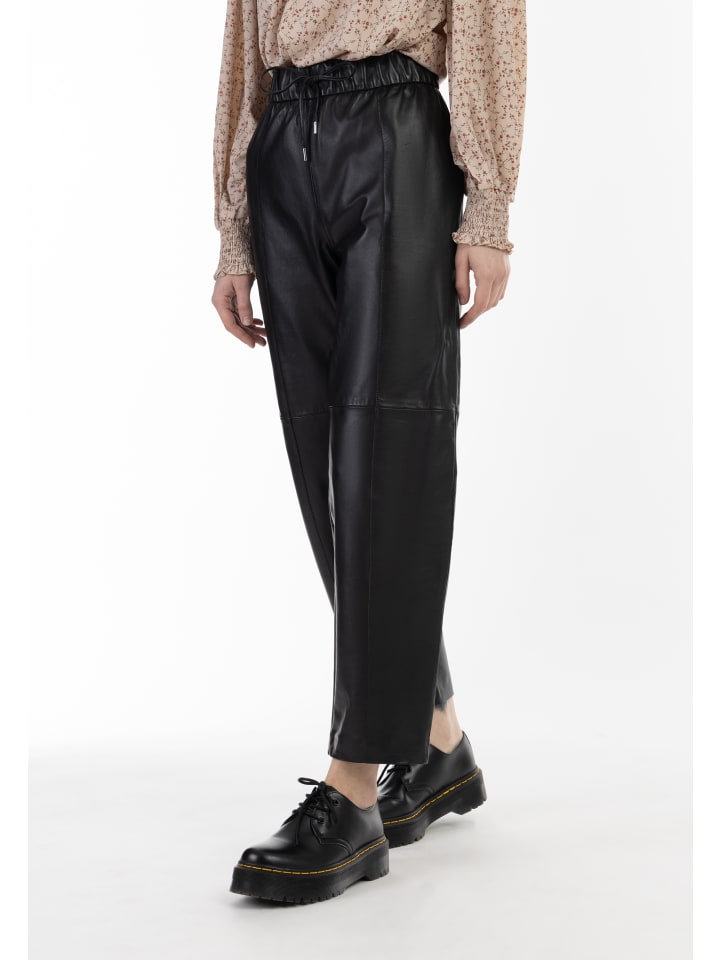 DreiMaster Vintage Lederhose in Schwarz günstig kaufen XS
