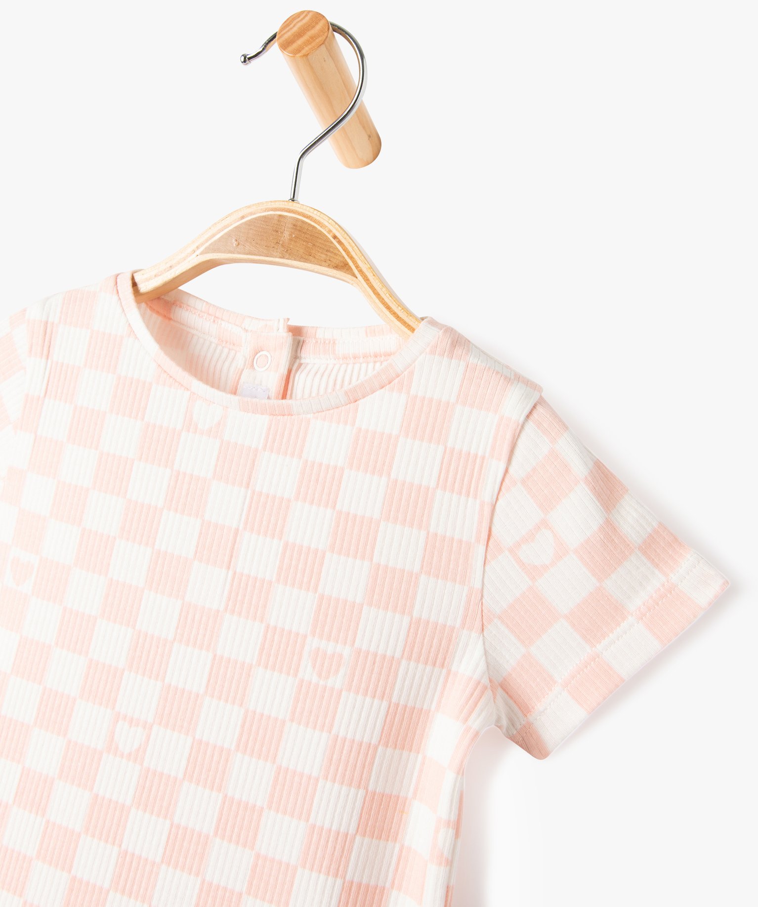 Tee-shirt bébé fille à manches courtes en maille ctelé... rose | GEMO