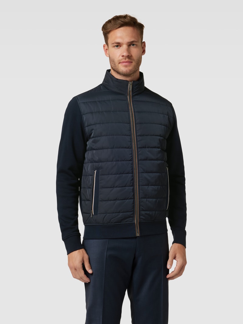 Sweatjacke mit Stehkragen in marineblau