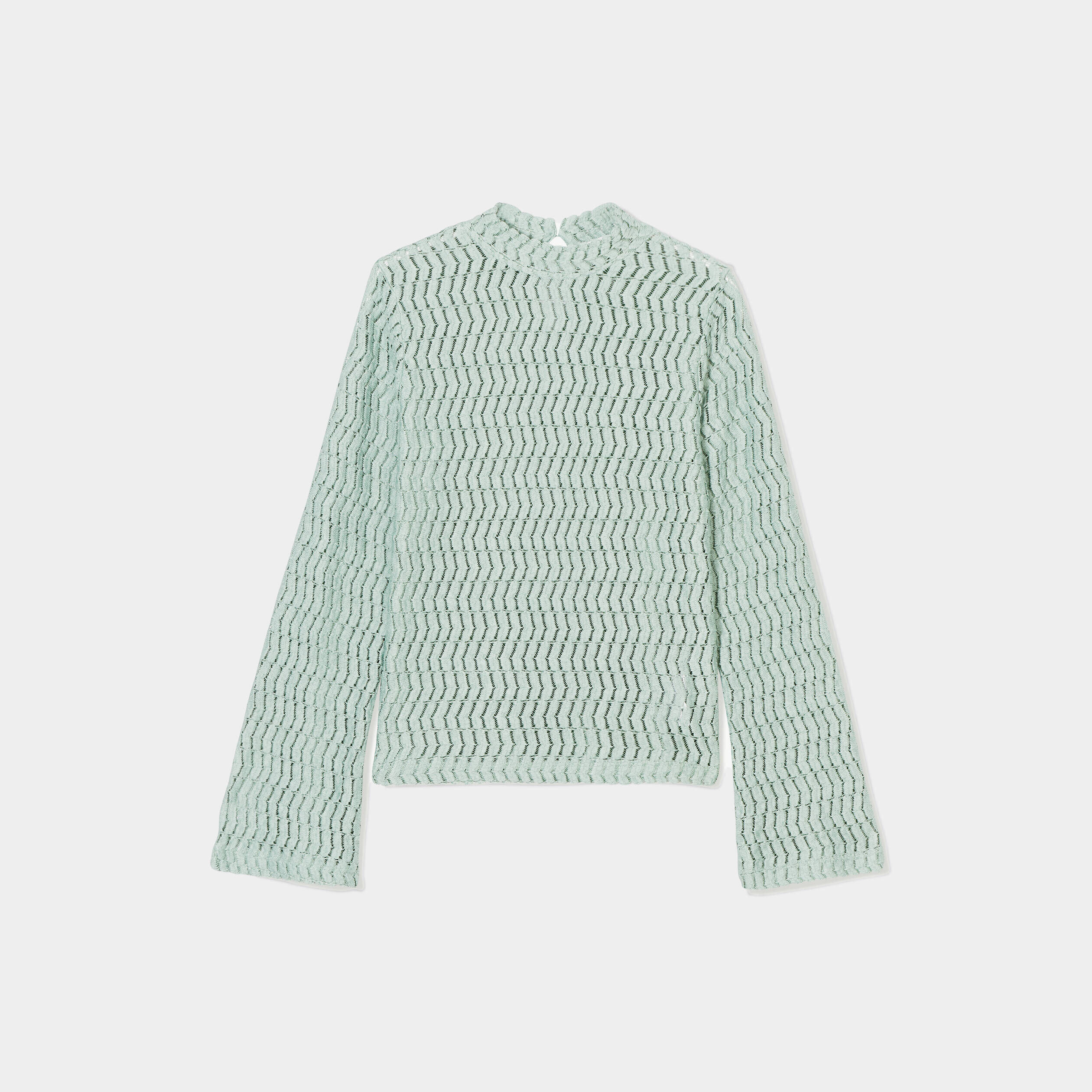 T-shirt ajouré col montant vert pastel femme | Cache Cache
