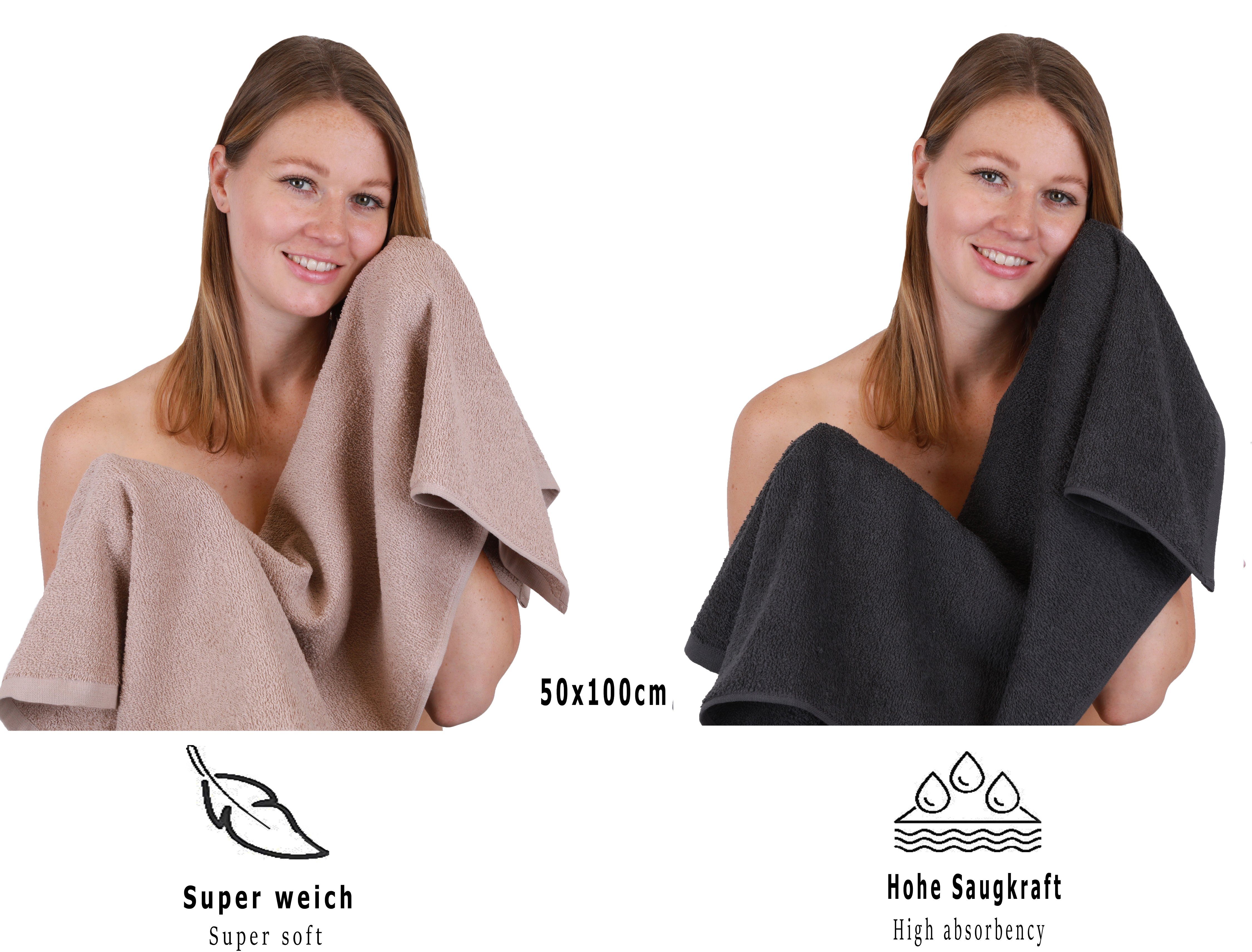 Betz Handtuch Set 12 TLG. Handtuch Set BERLIN Farbe Cappuccino - Graphit, 100% Baumwolle