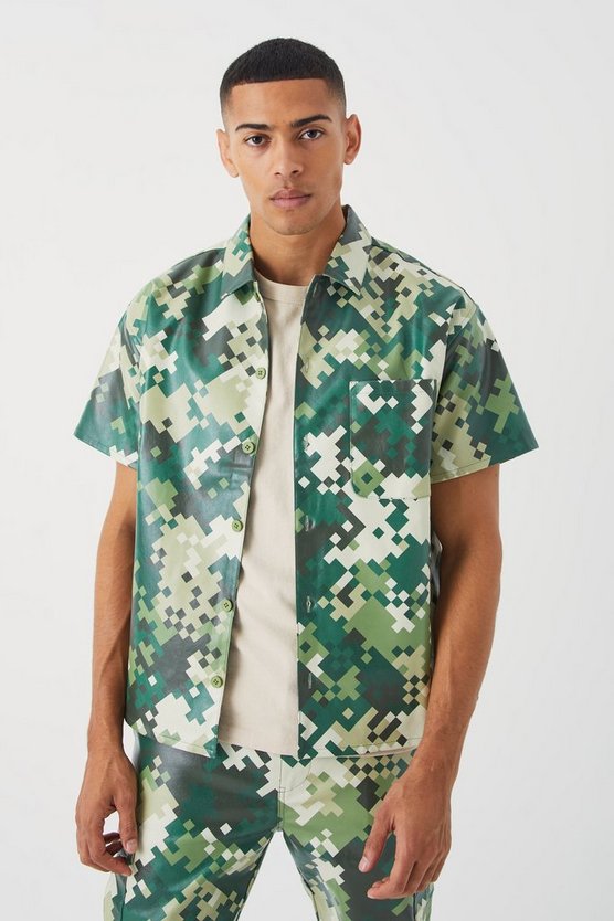 Kurzärmliges kastiges PU Camouflage-Hemd