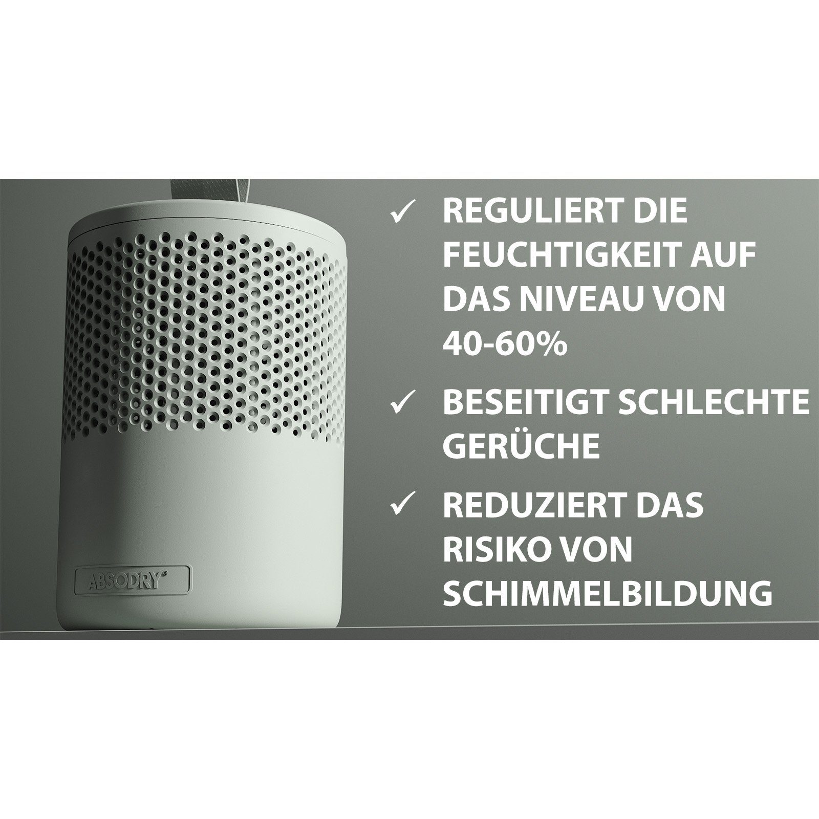 BlueCraft Luftentfeuchter-Nachfüllpack Absodry duo Family Schlafzimmer Wohnung Nachfüller, Inkl. 0,6 kg Granulat Vliesbeutel, gegen Schimmel, Entfeuchter Granulat Box Raumenfeuchter