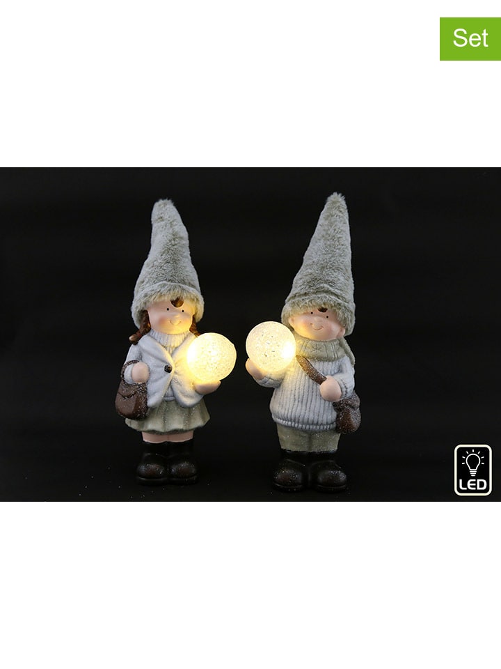 SiL Interiors 2er-Set: Dekoleuchten in Grau/ Weiß - (H)36 cm günstig kaufen onesize