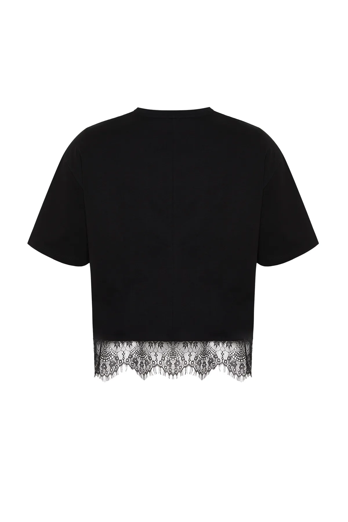 Trendyol Curve  Schwarzes Spitzen-Strick-T-Shirt TBSSS24BF00009