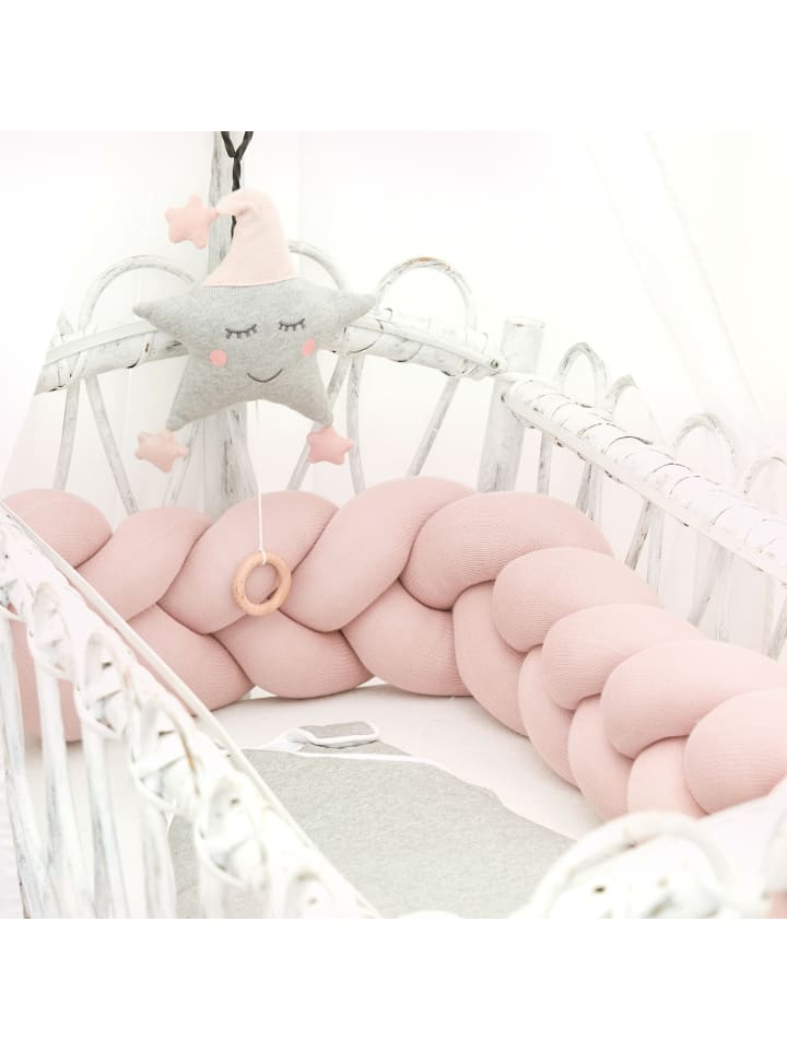 nordic coast company  Stillkissen / Bettschlage geflochten Rosa 180 cm günstig kaufen 200 cm