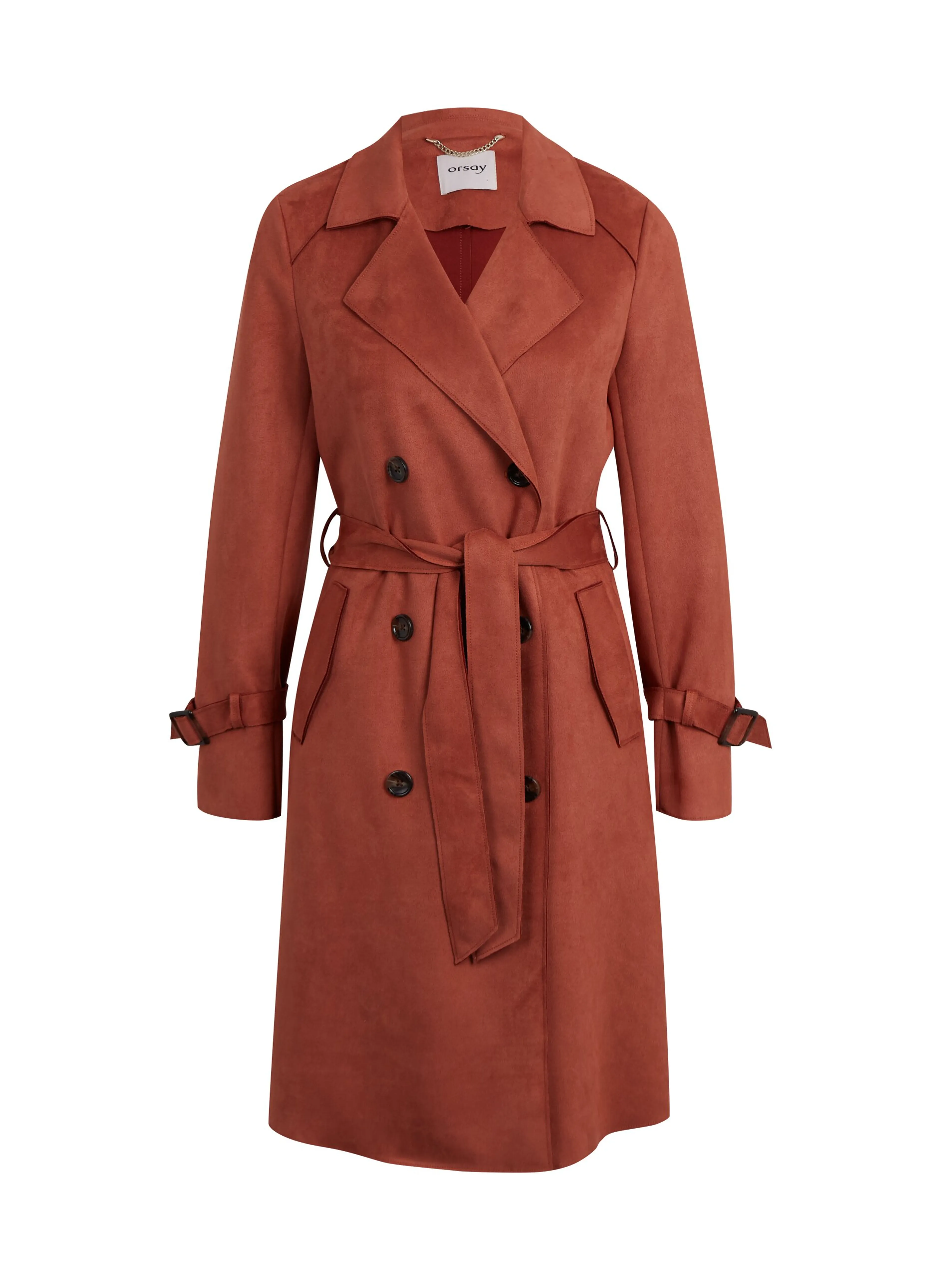 Ziegelfarbener Damen-Trenchcoat aus Wildleder ORSAY