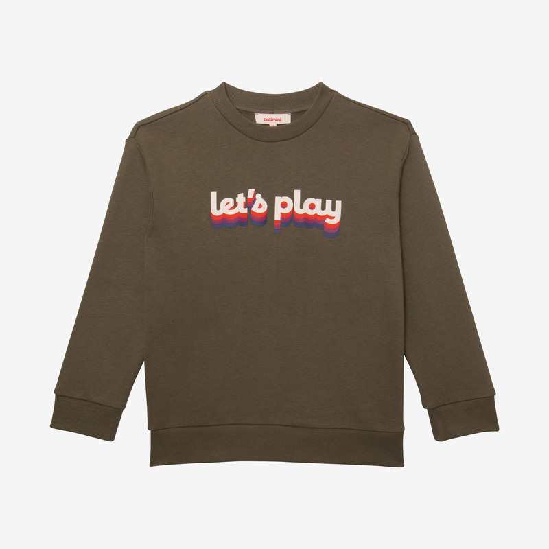 Sweat enfant message kaki en coton recyclé vert mixte Catimini