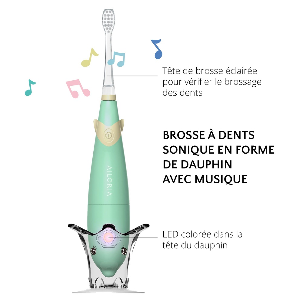 ailoria personal care BUBBLE BRUSH Set Brosse à dents électrique pour enfants à technologie sonique