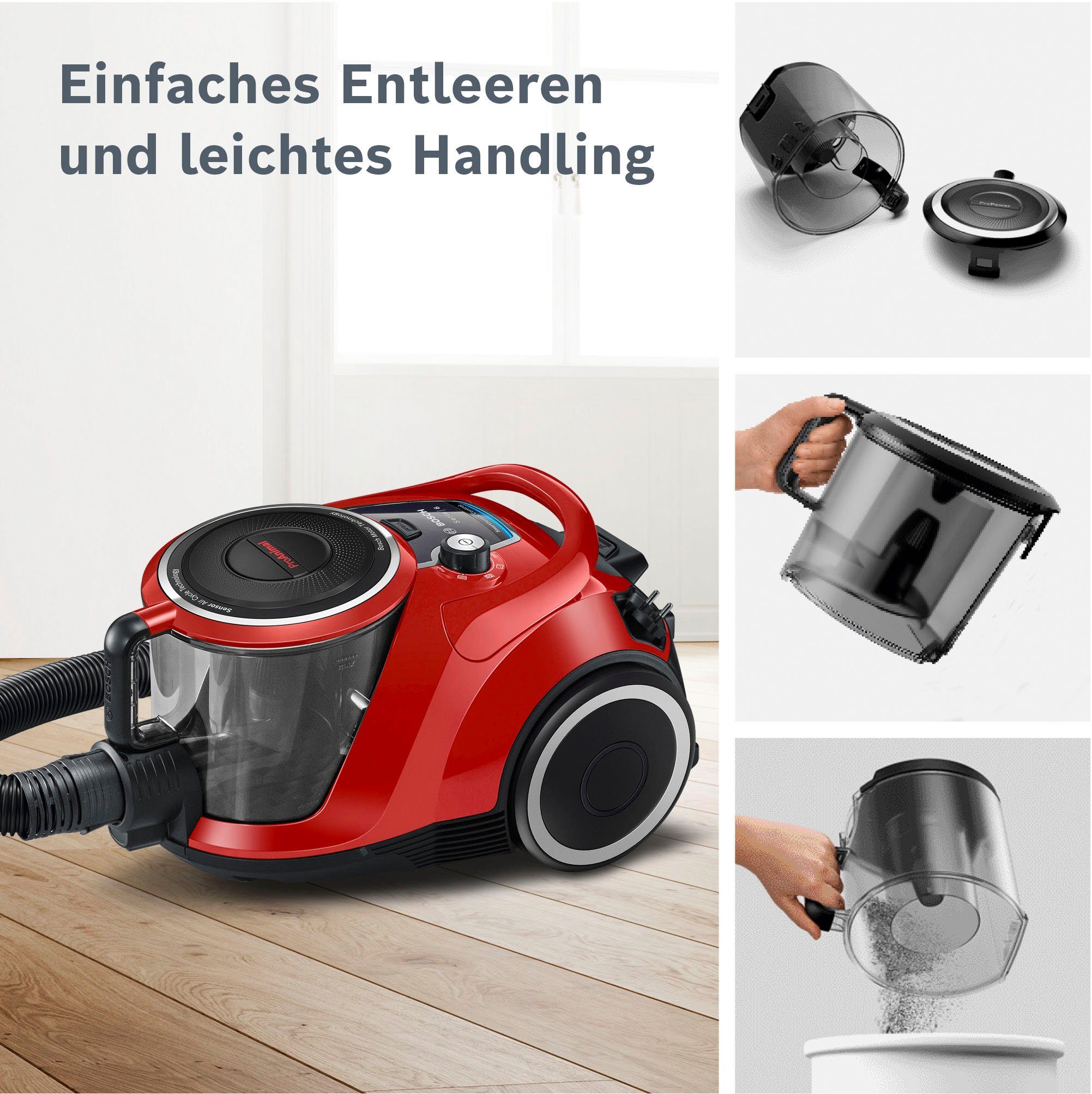 BOSCH Bodenstaubsauger BGC41PET, Ideal für Haustierbesitzer, 750 W, beutellos, inkl. umfangreichen Zubehör und AirTurbo Plus Düse
