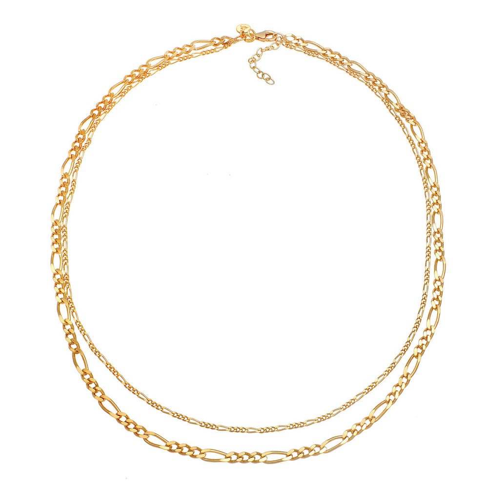 Elli PREMIUM Elli PREMIUM Collier Layerkette Figaro Glieder Basic 925 Silber collier
