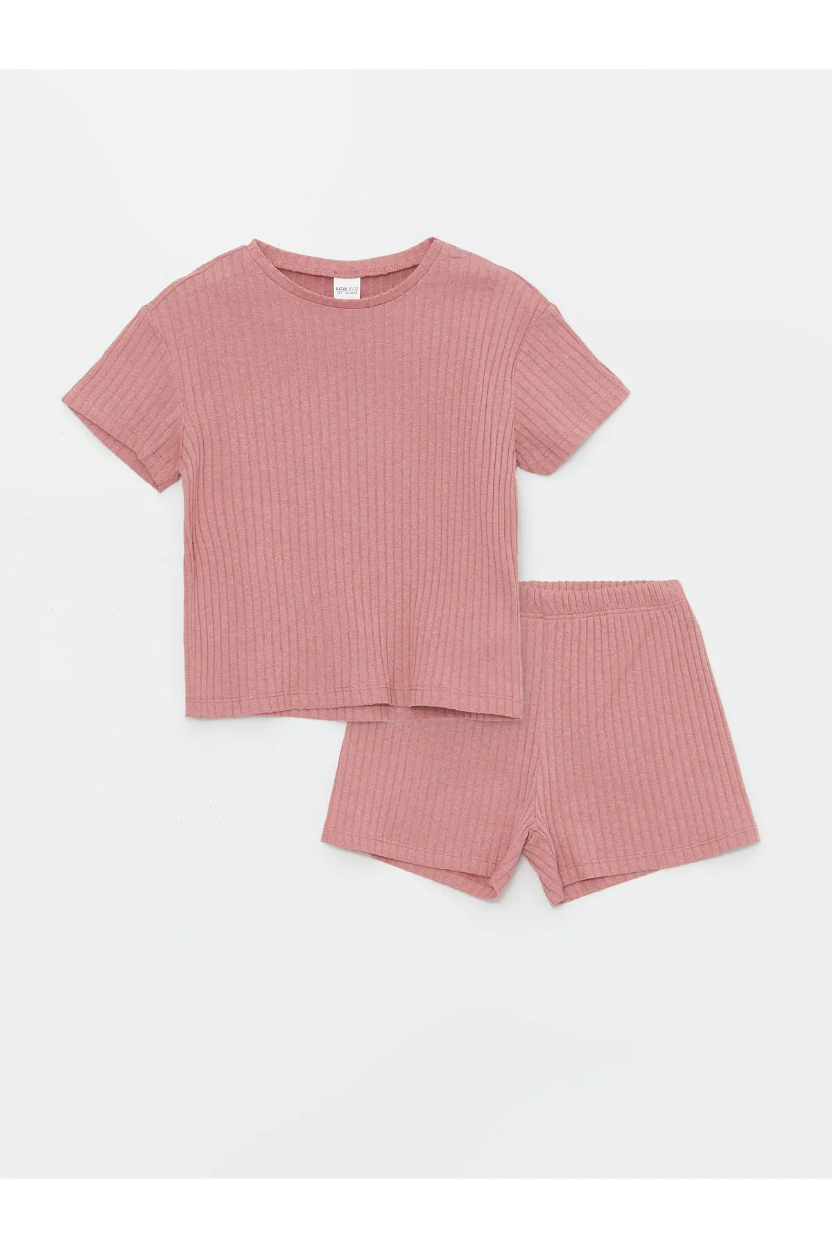LC Waikiki  Kurzarm-Mädchen-Pyjama-Set mit Rundhalsausschnitt und Shorts