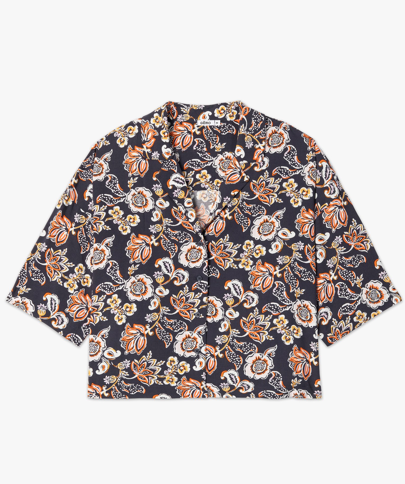 Haut de pyjama femme forme chemise à motifs fleuris multicolore | GEMO