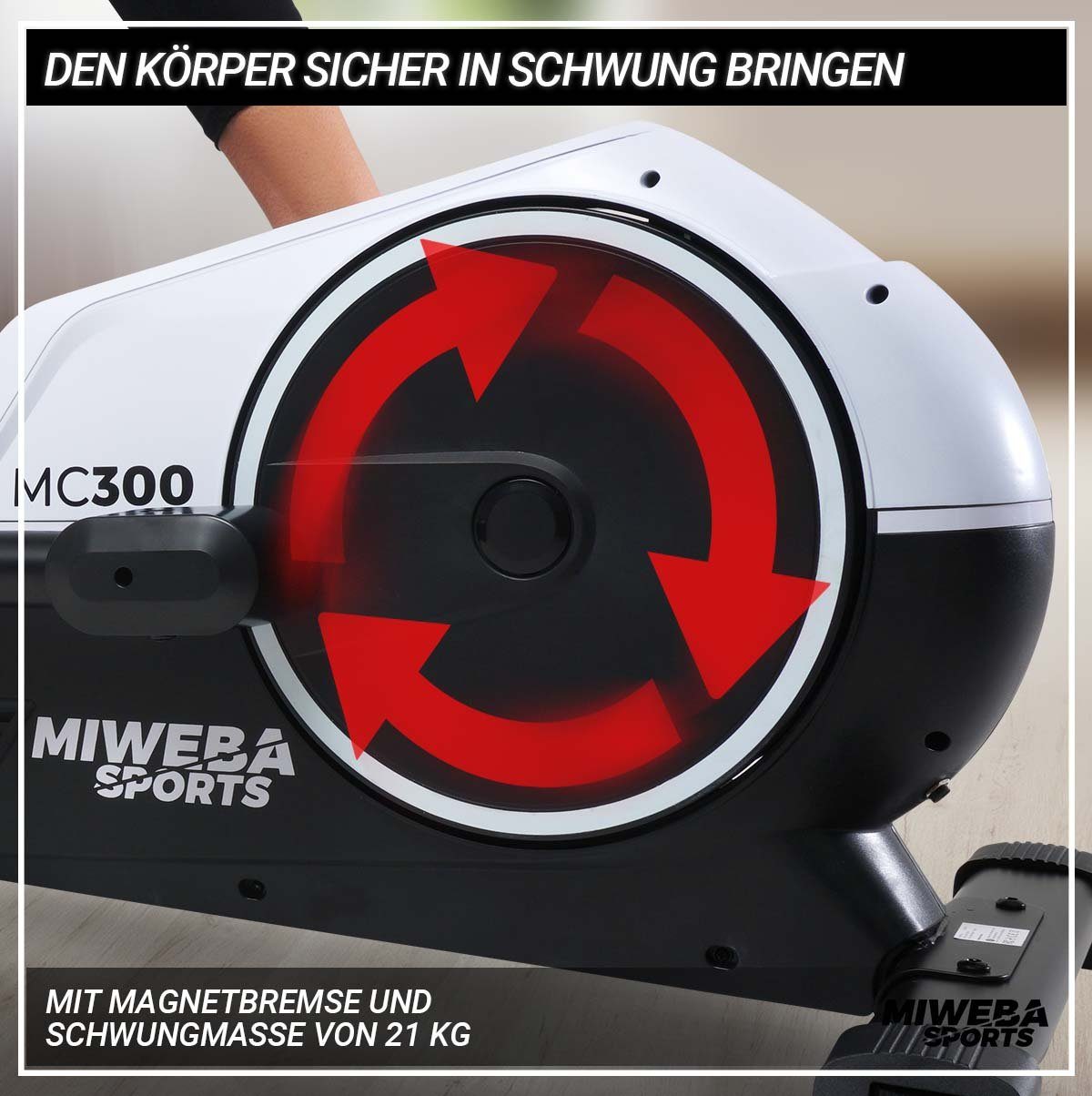 Miweba Sports Ellipsentrainer Profi Crosstrainer MC300 inkl. Pulsgurt - 21 kg Schwungmasse (8 Intensitätsstufen, 16 Trainings Programme, Cardio, Fitnessgerät, Sportgerät, verstellbar, 1-tlg., iConsole, Kinomap, FitHiWay App, großes LCD Display, Table