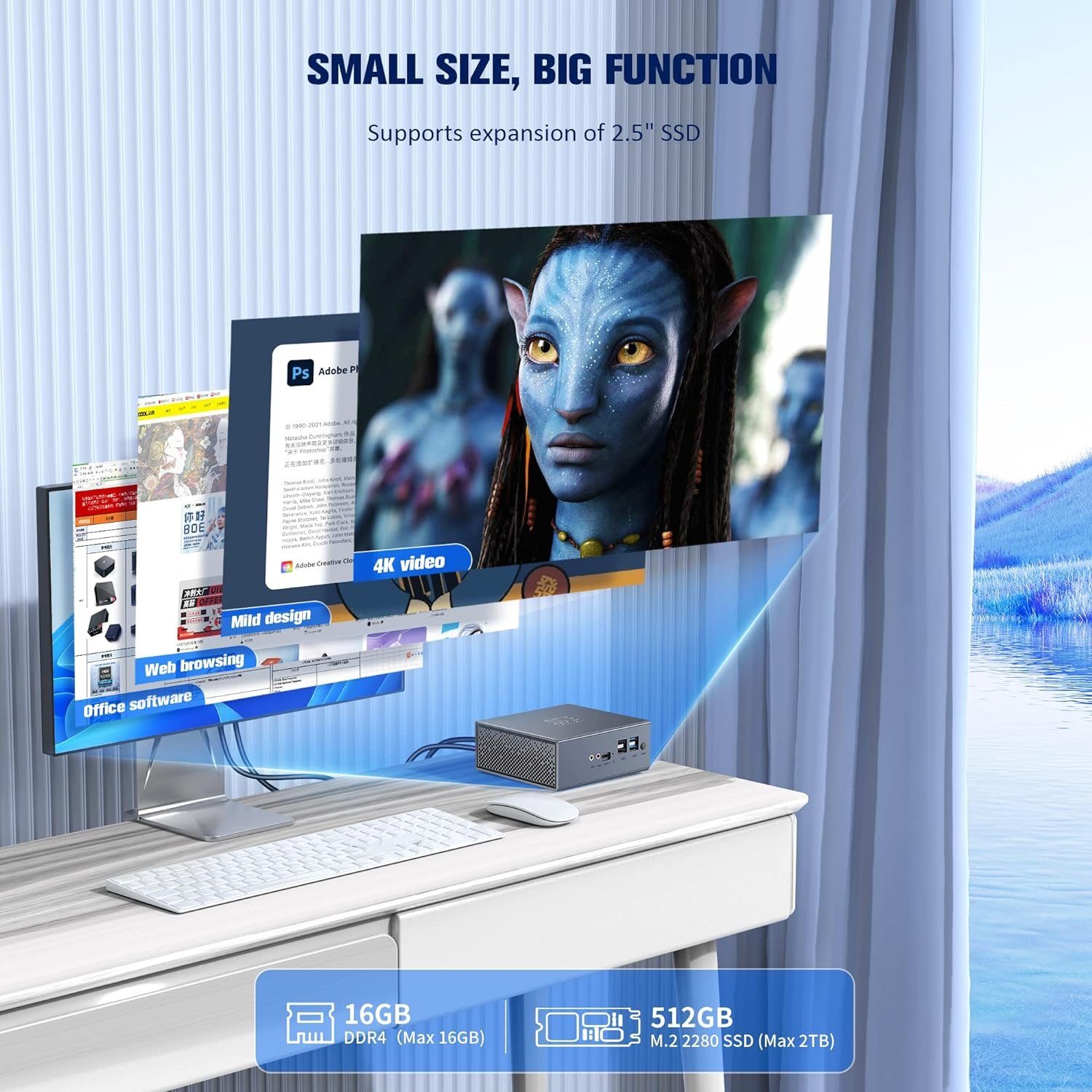 ACEMAGICIAN Mini-PC (Intel Alder Lake-N-Prozessor, ‎Intel® UHD Graphics, 8 GB RAM, 256 GB SSD, Business-Mini-Computer mit WiFi 5, BT 4.2, 4K-Dual-Display, Typ-C)