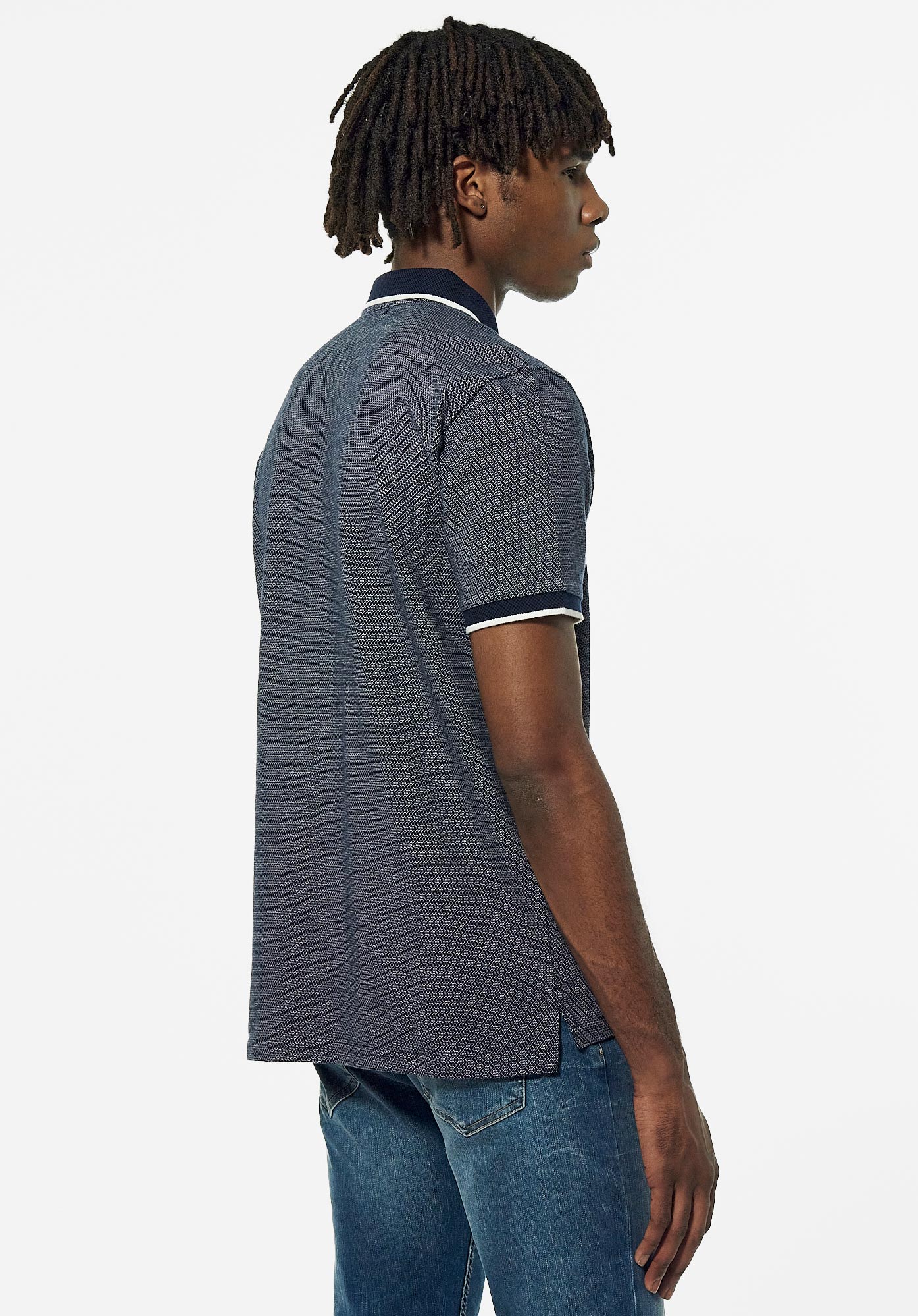 BUDY   Polo bleu Homme  en 100% coton bio