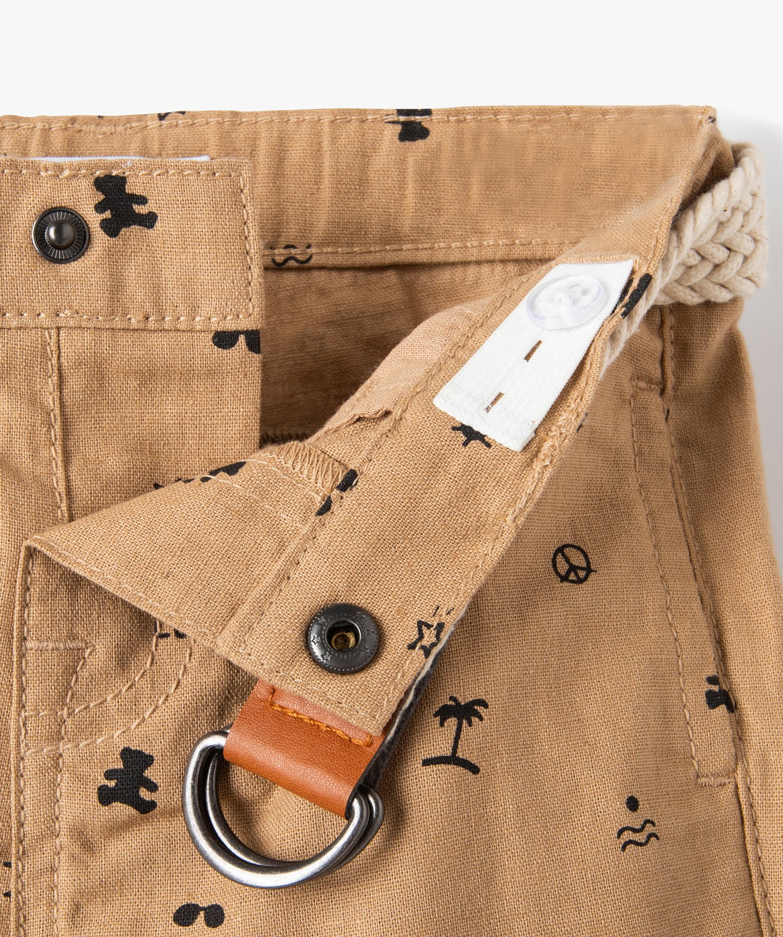 Short bébé Garçon imprimé en lin et coton - LuluCastagnette beige | GEMO