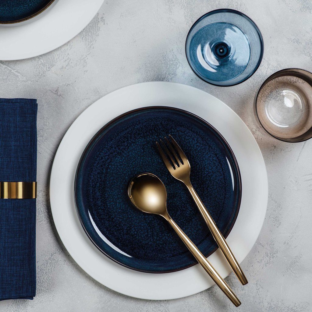 like. by Villeroy & Boch Frühstücks-Geschirrset Crafted Denim Fruehstuecks Set 6tlg. (6-tlg), 2 Personen, Porzellan