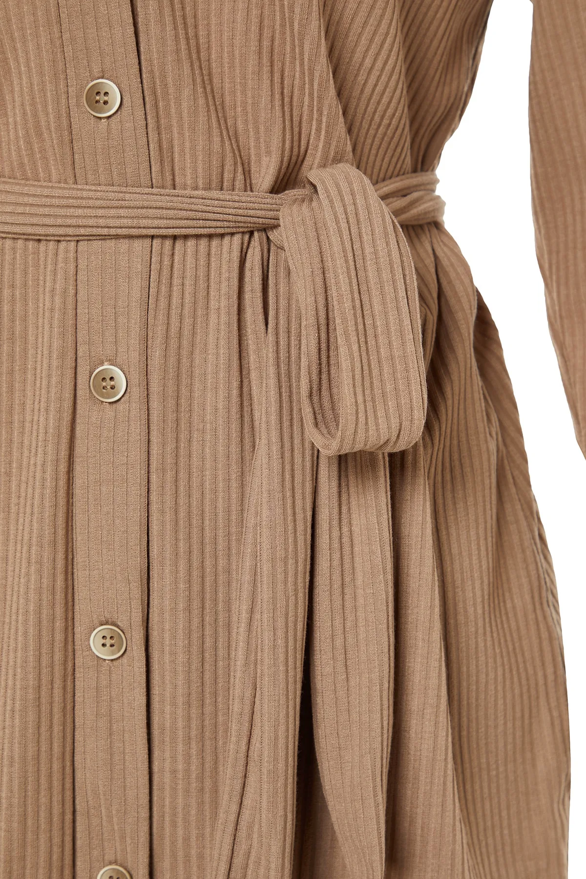 Trendyol Modest  Beiges Strick-Tunika-Hosen-Set mit Bindedetail vorne TCTSS23US00003