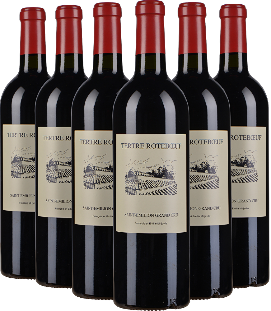 François et Emilie Mitjavile 6 Flaschen Tertre Rôteboeuf Grand Cru 2022 in Holzkiste