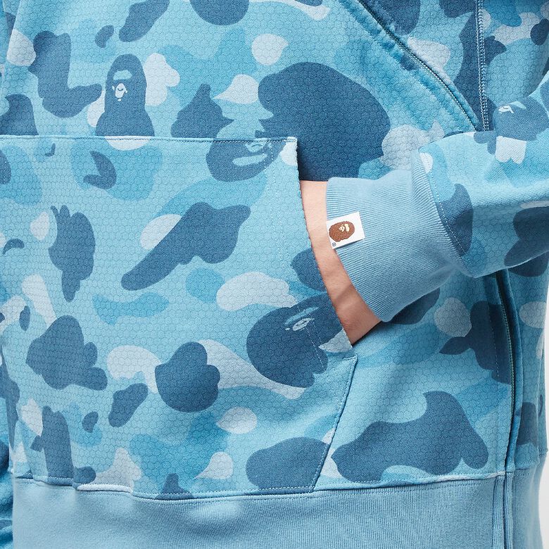 A Bathing Ape Honeycomb Camo Shark Full Zip Hoodie M Blue