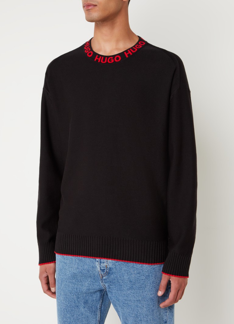 HUGO BOSS Smarlo oversized fine-knit sweater made of organic cotton with logo