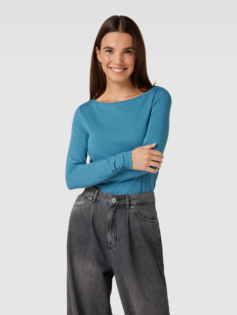 Longsleeve mit U-Boot-Ausschnitt in rauchblau