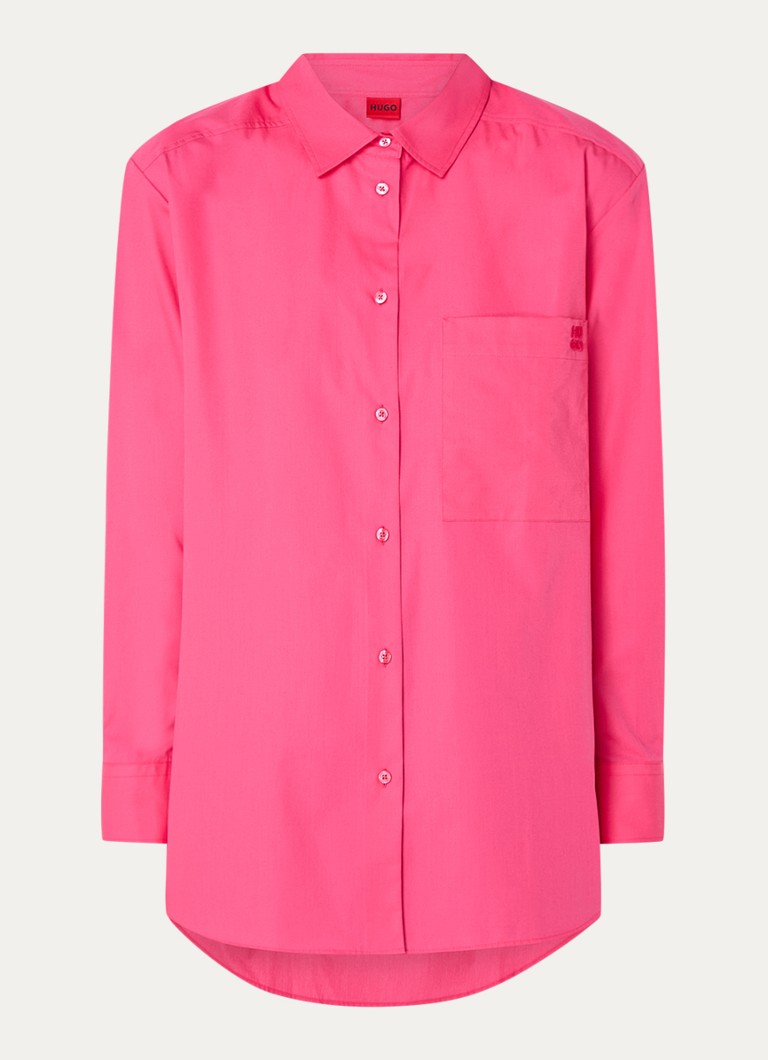 HUGO BOSS Oversized blouse with chest pocket and logo embroidery