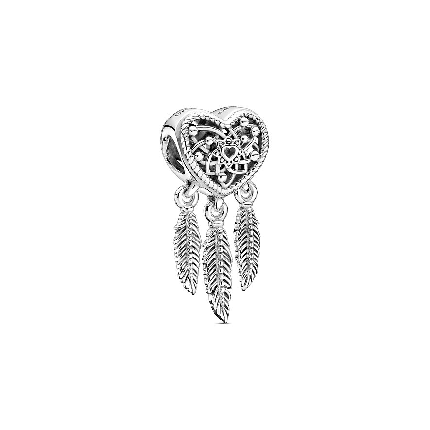 Pandora Charm Moments Offen gearbeitetes Herz & drei Federn Traumfänger