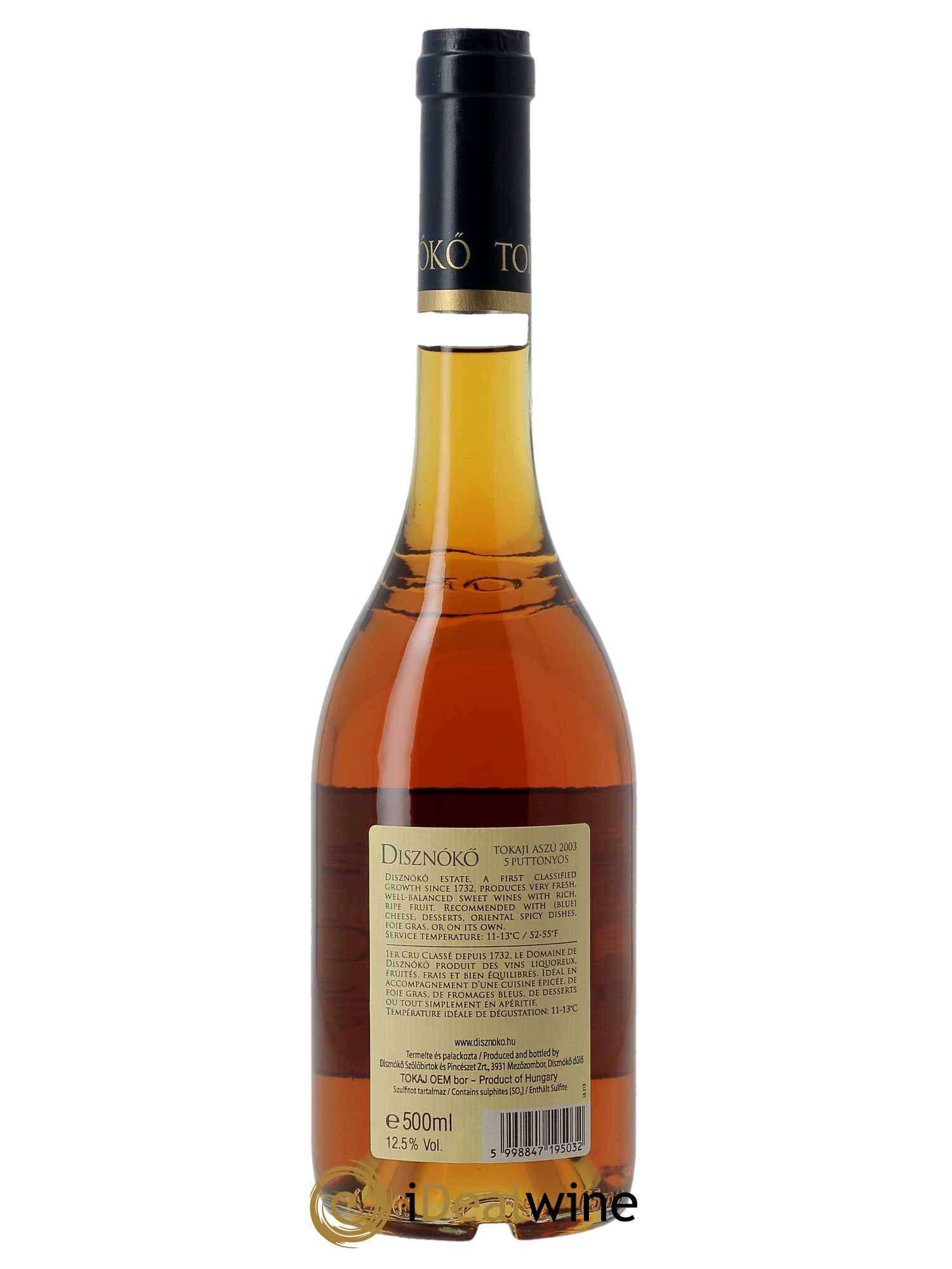 Tokaji Aszu 5 Puttonyos Disznoko (Domaine)  2003 - Lot de 1 Bouteille