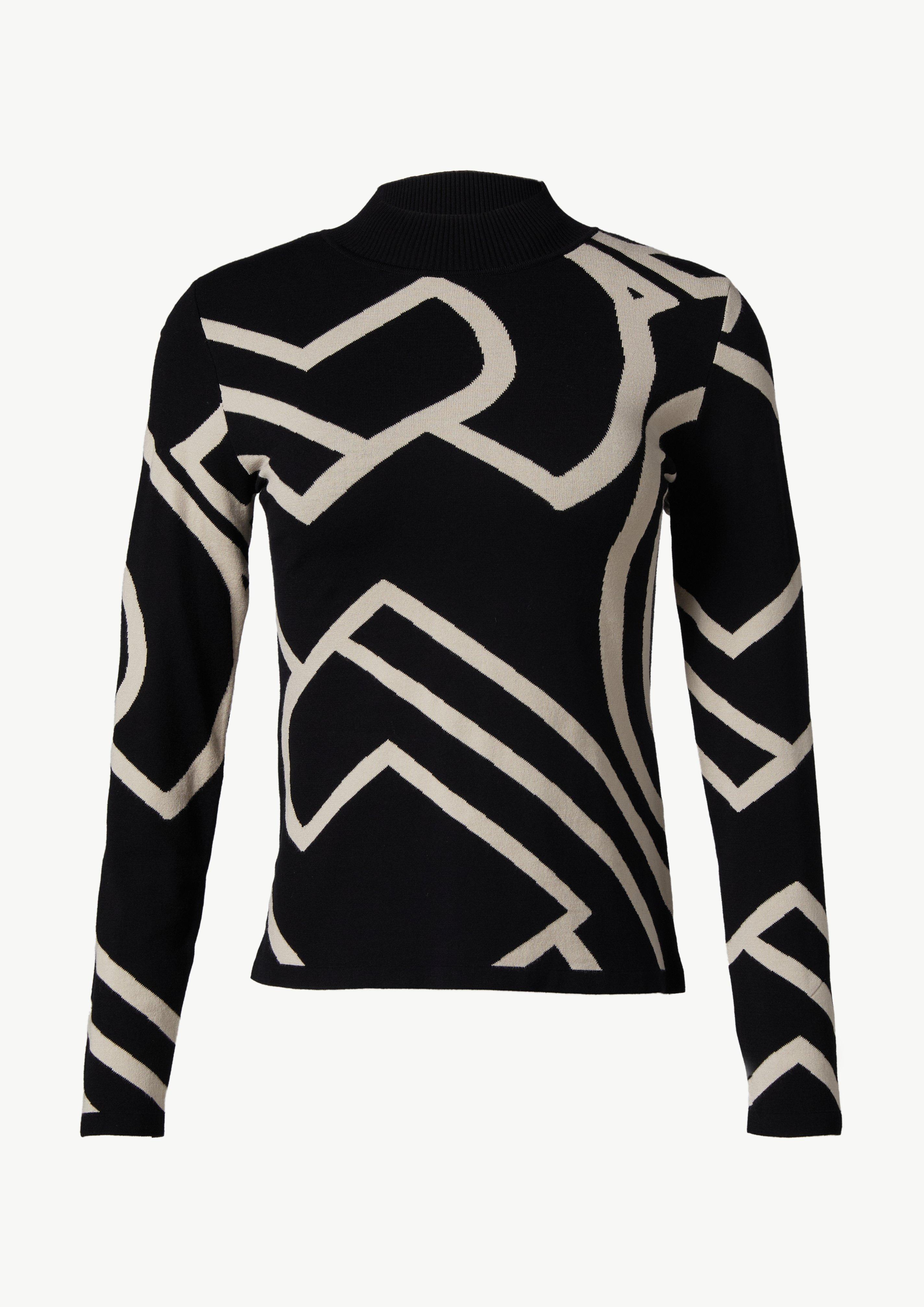 Strickpullover mit Logo-Design - schwarz