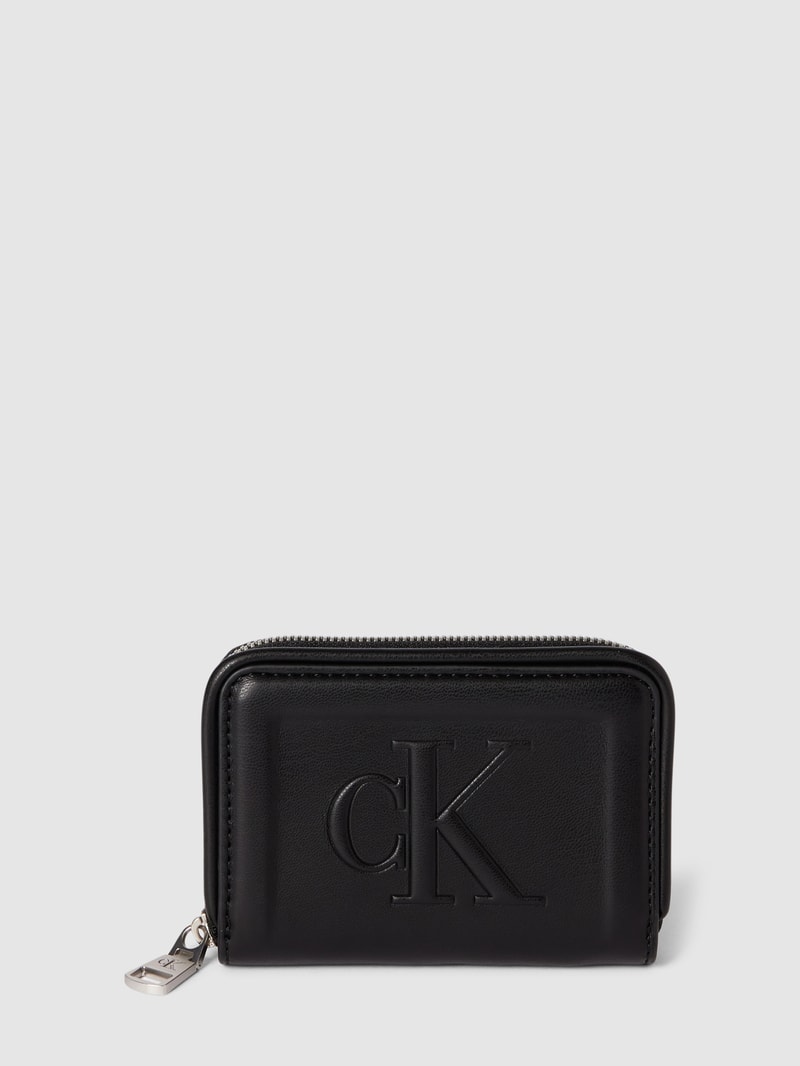 Portemonnaie mit Label-Details Modell 'SCULPTED' in schwarz