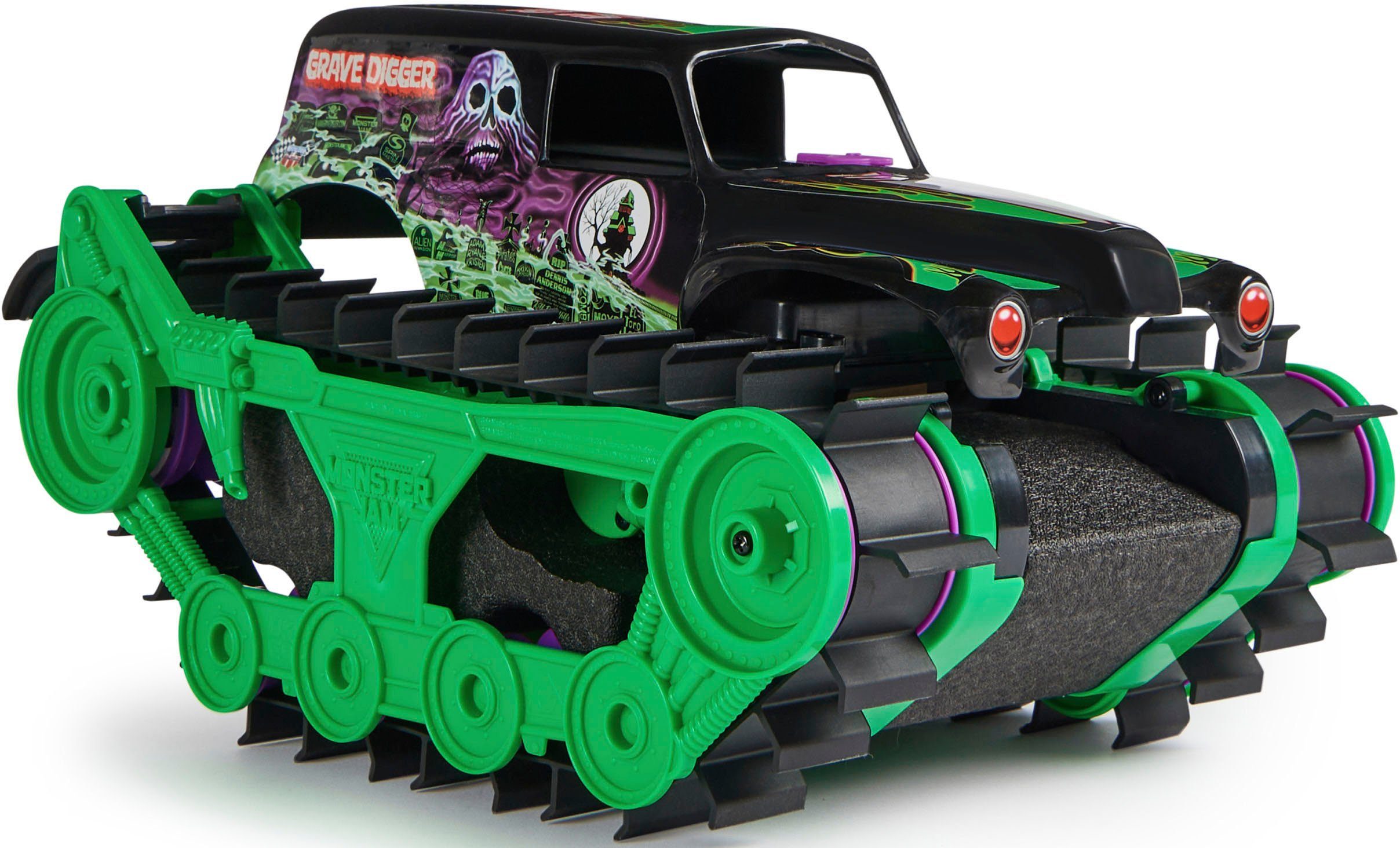 Spin Master RC-Monstertruck Monster Jam, Grave Digger Trax, All-Terrain-geländegängig an Land und im Wasser