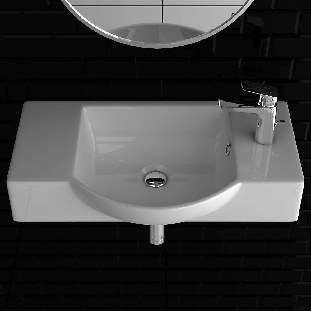 Alpenberger Waschbecken Alpenberger Keramikbecken mit integriertem Überlaufschutz (Komplett-Set, 1-St., 1xKeramikbecken (OHNE Armatur, Ablaufventil oder Siphon)