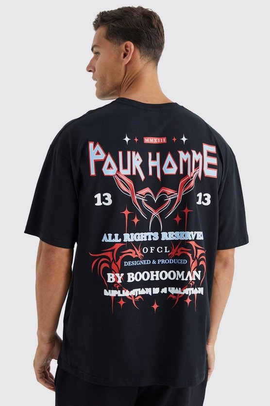 Tall Oversize T-Shirt mit Pour Homme Print