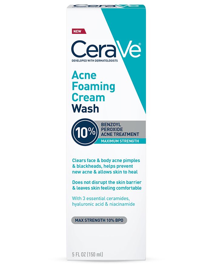 Crème nettoyante moussante anti-acné à 10 % de peroxyde de benzoyle pour le visage et le corps