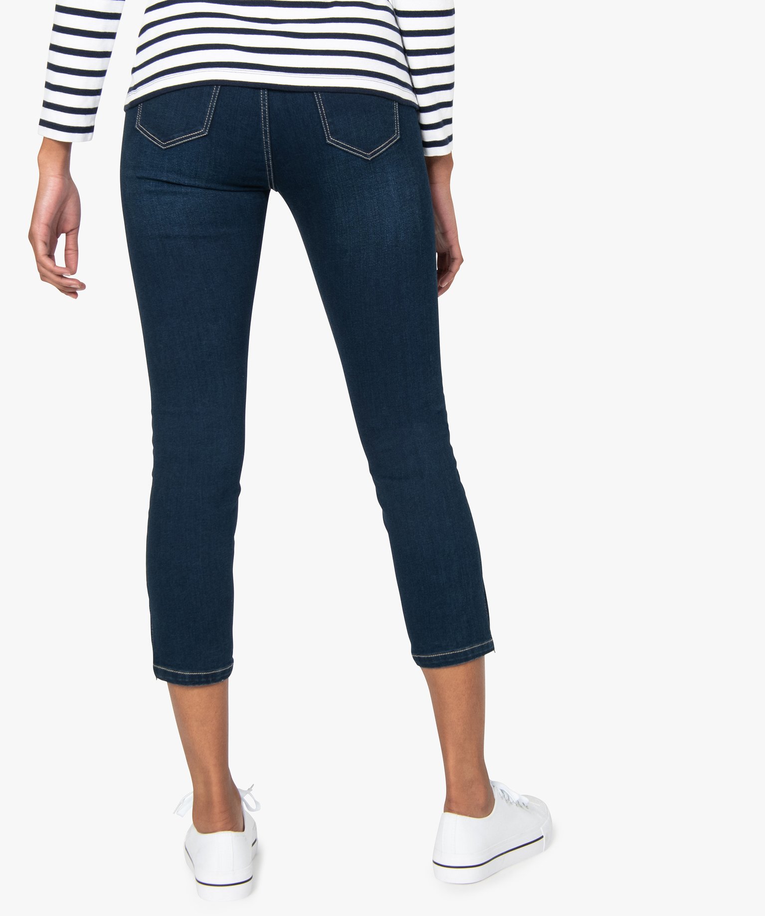 Jean femme coupe skinny longueur 7/8ème avec bas zippés brut | GEMO