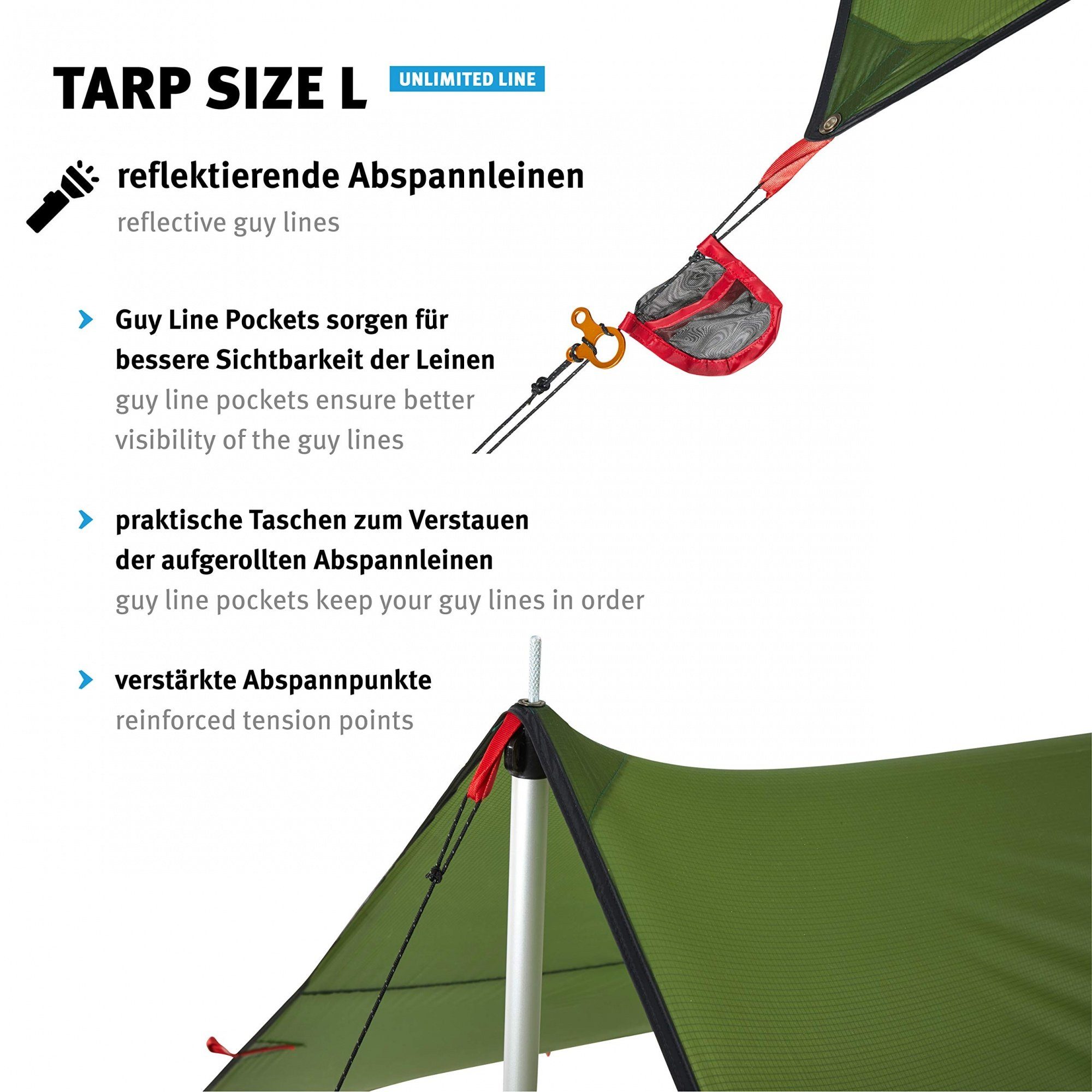 Wechsel Tents Tarp-Zelt Tarp L - Extrem reißfestes Zeltdach, 400 x 435 cm, Grün