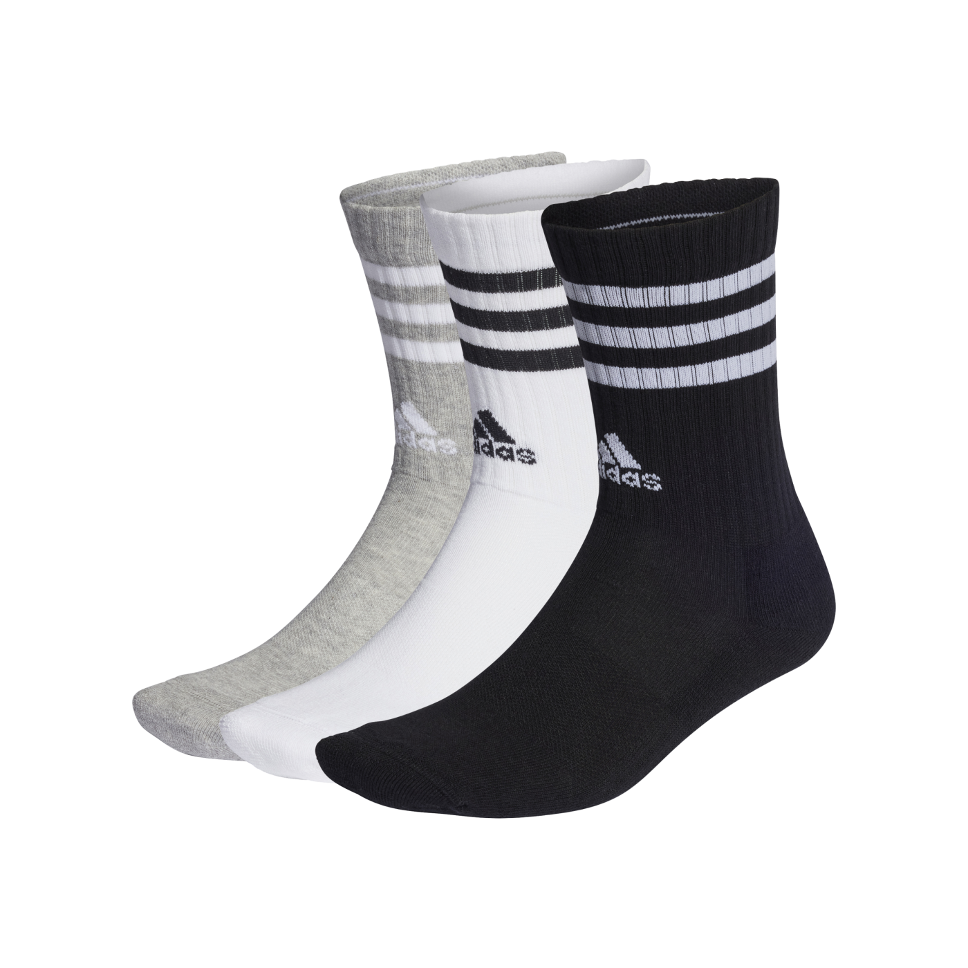 adidas 3S Cush Crew 3er Pack Socken Grau Weiss