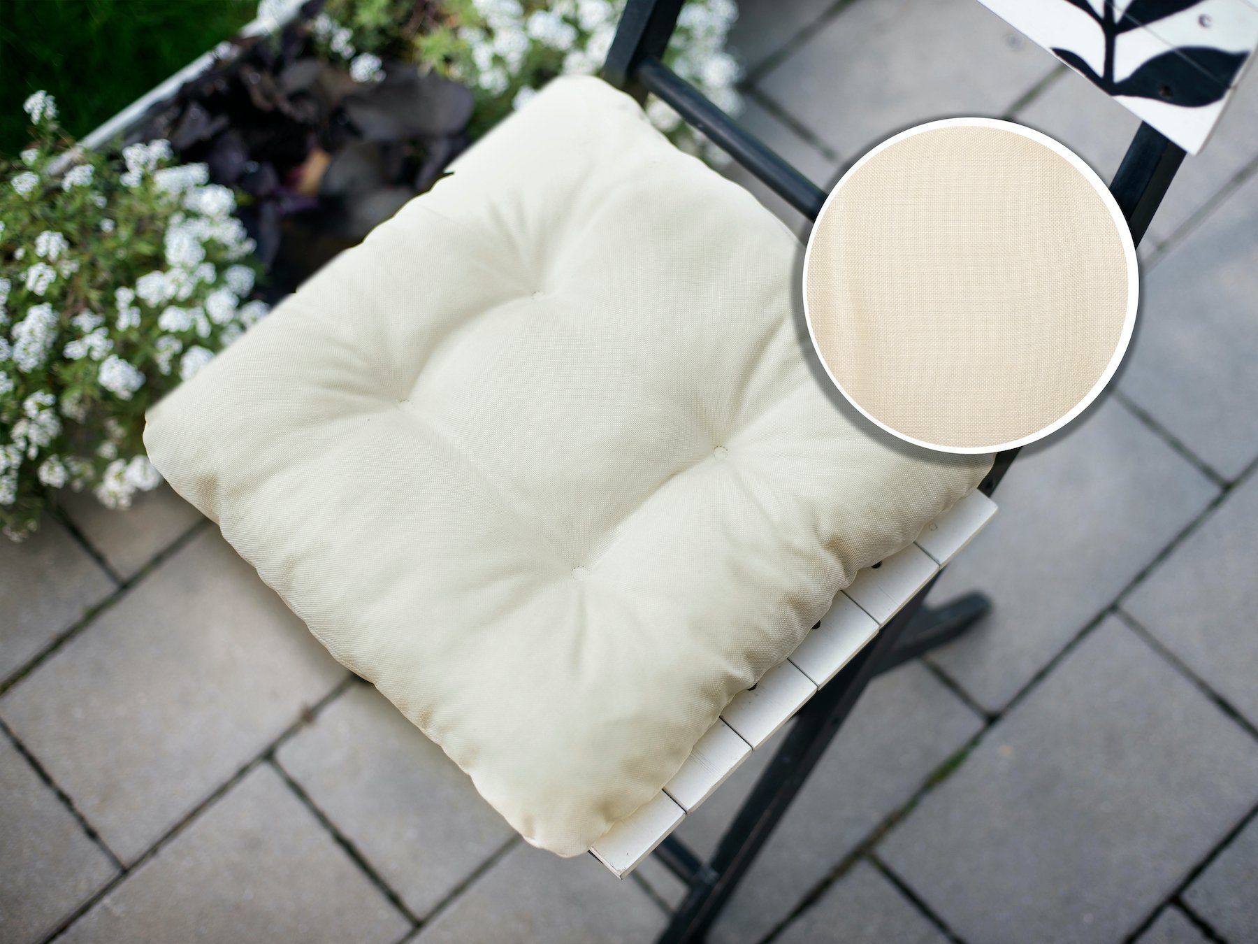 sunnypillow Stuhlkissen 4er Set Stuhlkissen 40x40 cm Bequeme 8cm, Polsterauflage Auflage für Stühle / Bänke