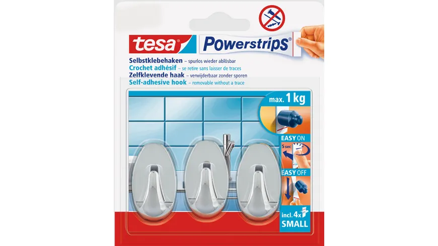 tesa Powerstrips® Haken ablösbar tesa oval chrom
