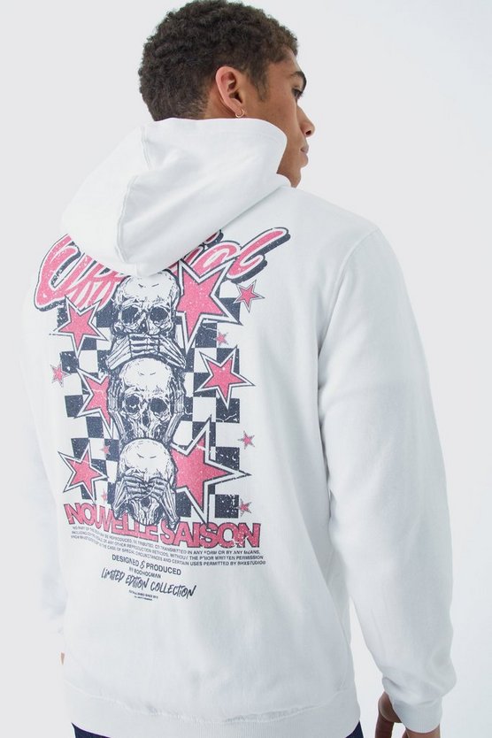 Hoodie mit Reißverschluss und Totenkopf-Print